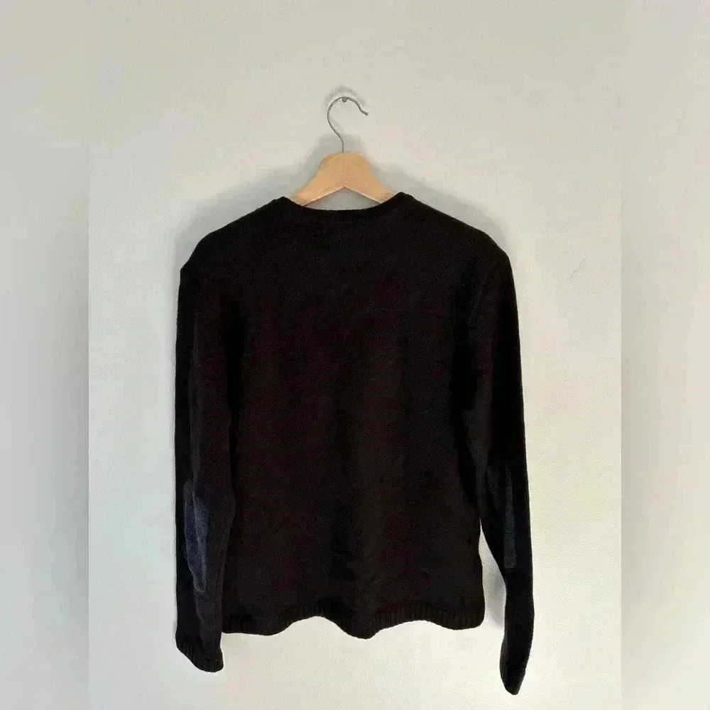 BANANA REPUBLIC WOOL CASHMERE Brown Crew neck elbow patch sweater M - Picture 8 of 10